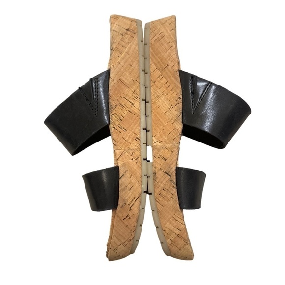 Korks Tidal Sandals Women's Size 8M Shoes Slides Double Strap Black Leather - Picture 2 of 7